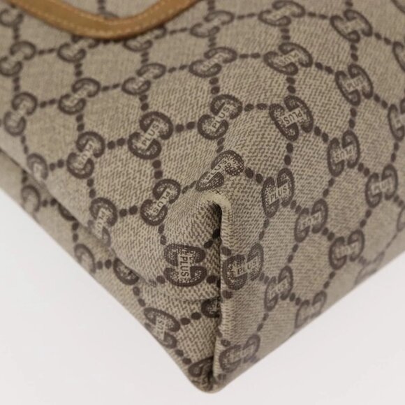 GUCCI GG Plus Supreme Web Sherry Line Tote Bag PVC Beige Gold - Picture 5 of 16